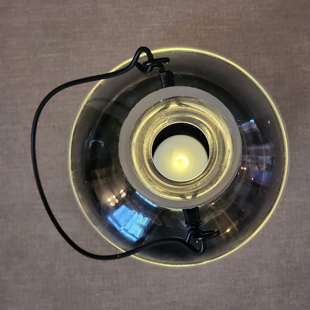 At Home America Warm Spirit Lantern -- Glass Tealight Holder with Metal Base